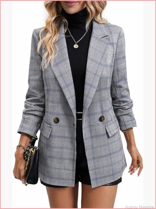 Jackets & Blazers - Lightweight Fully Lined Double-Breasted Blazer with Pockets for Office